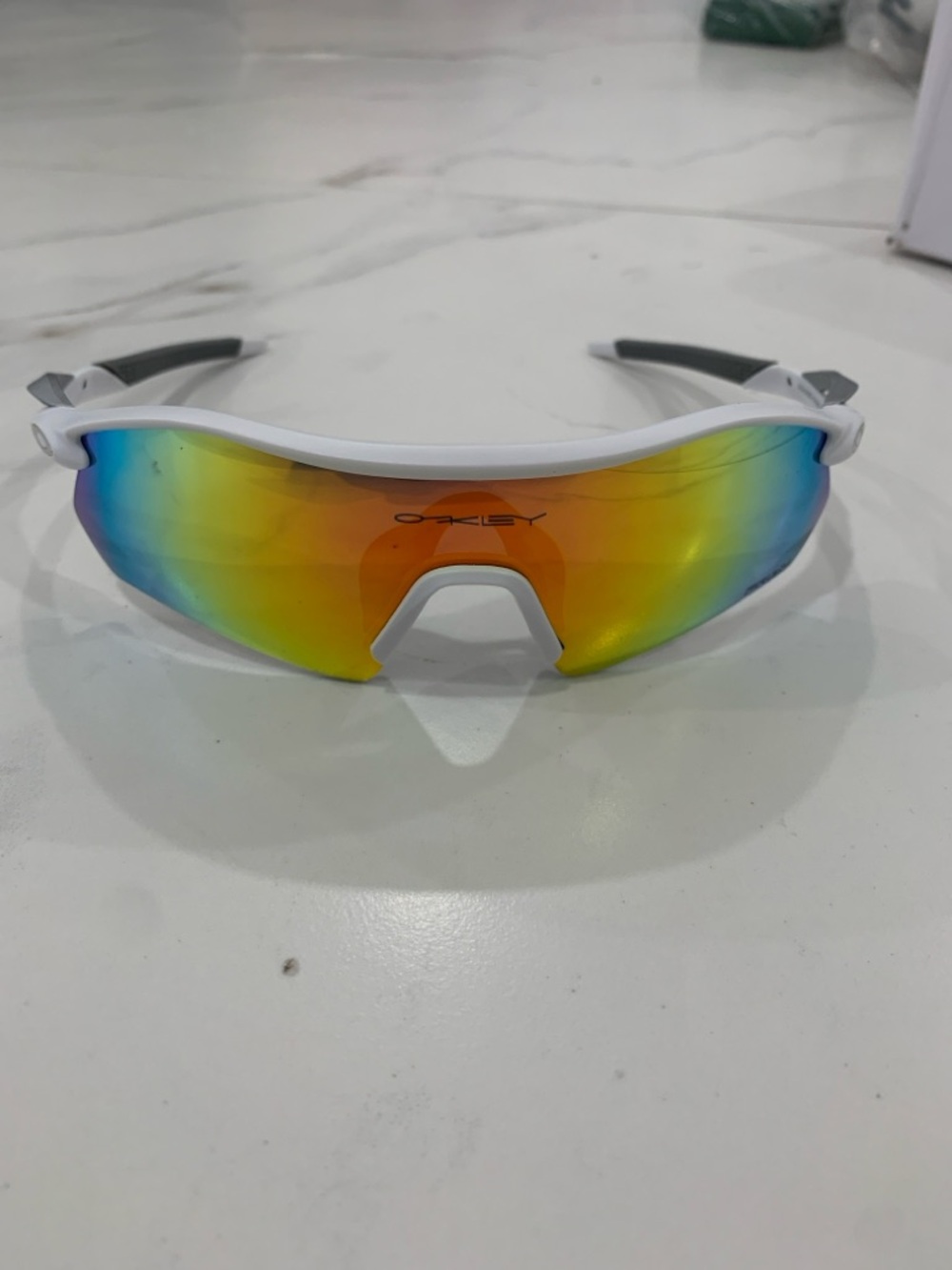 Oakley RaderEV Advancer Torch Prizm Lenses w/ White & Silver Frame